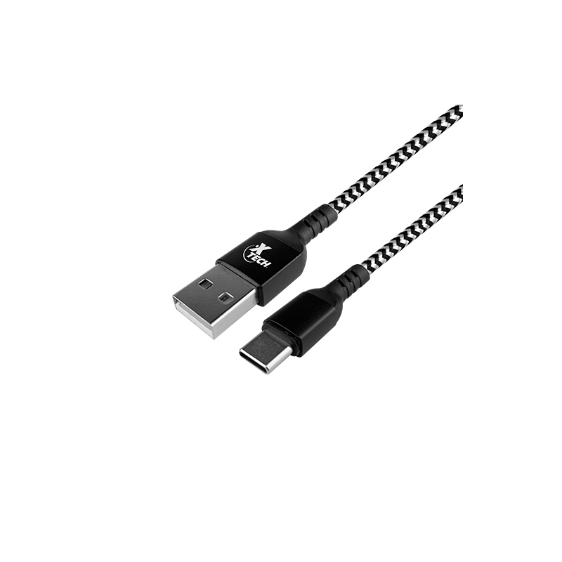 Cable trenzado con conector USB Tipo-C® macho a USB 2.0 A macho