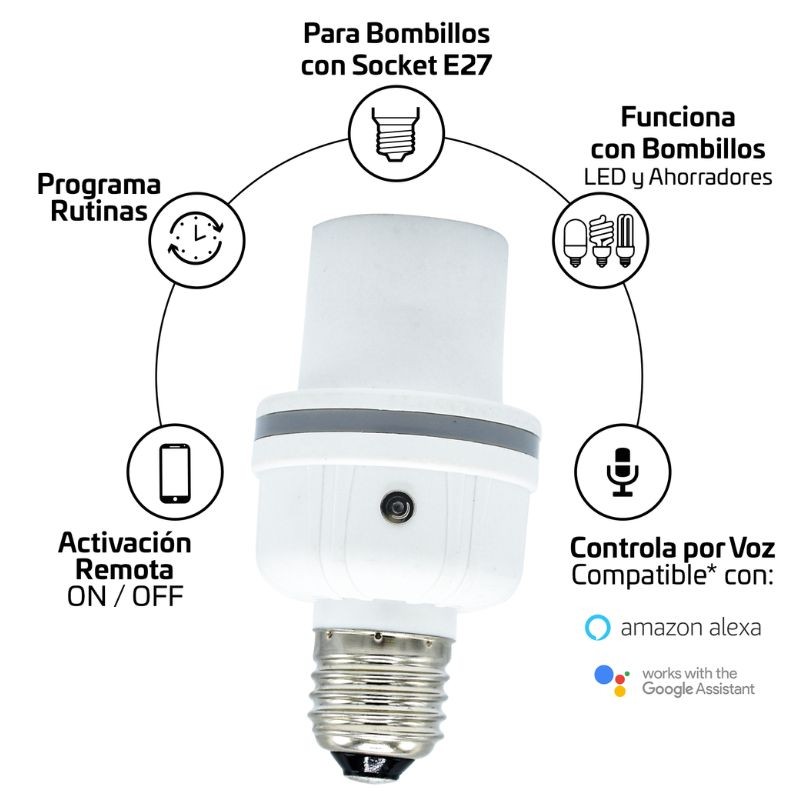 Roseta Inteligente VTA+ Expre E27 para Bombillo Smart Home Wi-Fi